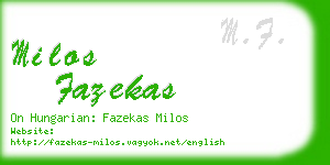 milos fazekas business card